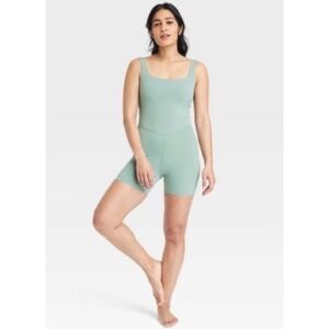 All in Motion Sage Green Active Romper Square Neck Cutout Back XXL NWT